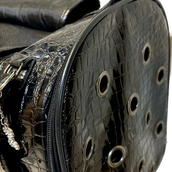 Zack & Zoey Pet Carrier Dog Cat black crocodile embossed puppy travel bag purse - Picture 9 of 10